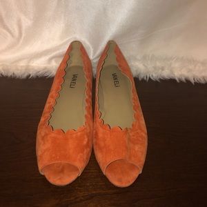 Vaneli autumn arty peep toe flats shoes size 8.5